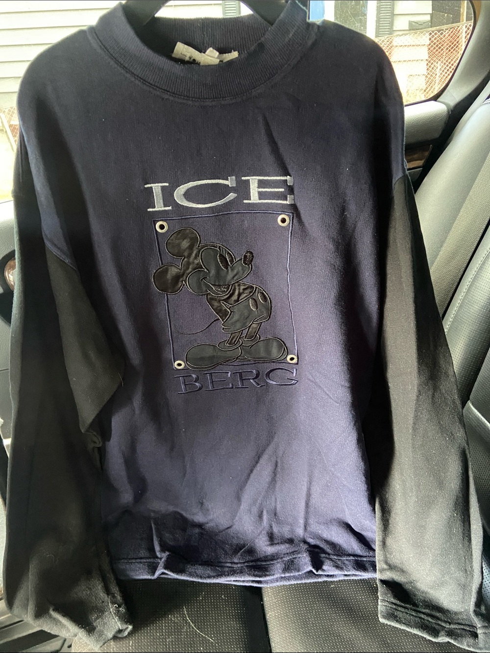 Iceberg Navy and Black Crewneck with Graphic Patch